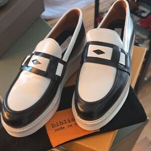 Black and White Women's Loafers